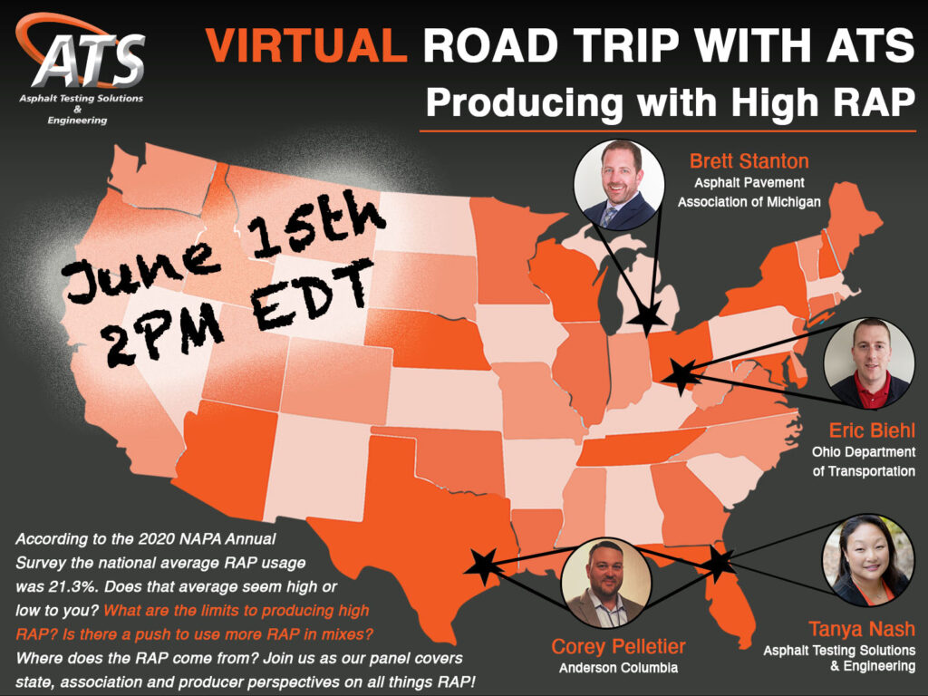 Map of United States for Producing with High RAP webinar